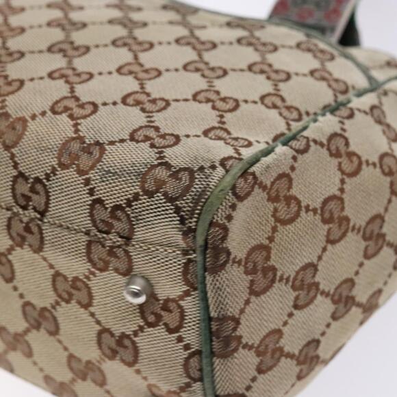 GUCCI GG Canvas Web Sherry Line Tote Bag Beige Green Red - Picture 12 of 16